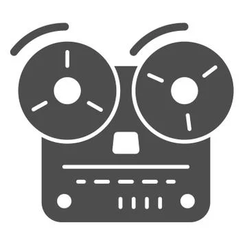 Tape recorder solid icon, Music concept, Old reel tape recorder sign on white イラスト素材