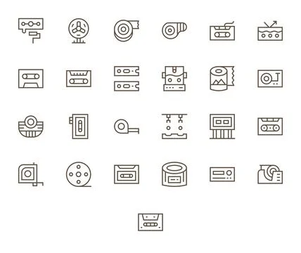 Tape Scalable Vector Set featuring 25 PIXEL Perfect Regular Line High Resol.. Illustrazione stock