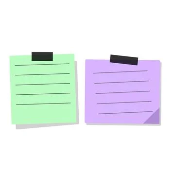 Taped paper note set vector illustration isolated on white background Stock Illustration