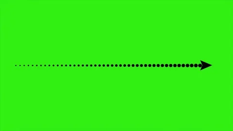 Tapered dotted horizontal arrow animation loop on bright green screen background Stock Footage 314563823