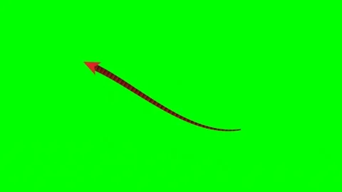 Tapered gradient ribbon arrow bottom left fluid green screen Stock Footage 344648623