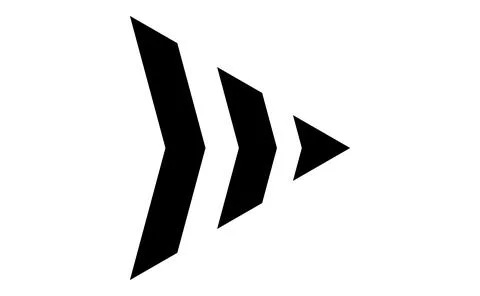 Tapered multi chevron icon, Abstract gradient scale arrow, Sleek fast forward Illustrazione stock