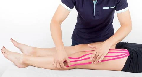 Tapes on the leg Stock Photos