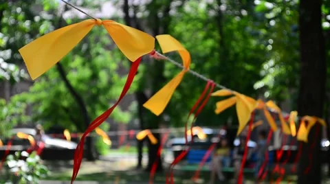 Tapes on a rope, park. Stock Footage 67268881