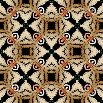 Tapestry colorful abstract seamless pattern. Embroidery ornamental vector Stock Illustration