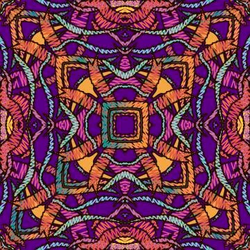 Tapestry colorful abstract seamless pattern. Embroidery ornamental vector Illustrazione stock