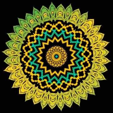 Tapestry colorful round mandala pattern. Embroidery ornamental vector background Illustrazione stock