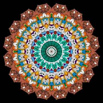 Tapestry ethnic colorful vector mandala pattern. Ornamental textured background Stock Illustration