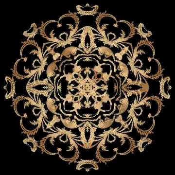 Tapestry floral round mandala pattern. Ornamental textured background. Repeat Illustrazione stock