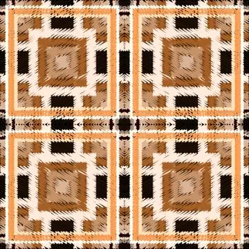 Tapestry plaid seamless pattern. Vector textured tartan background. Embroider Stock Illustration