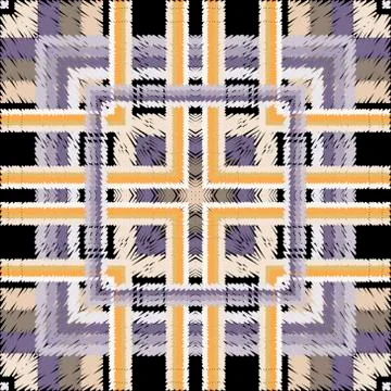Tapestry tartan seamless pattern. Vector textured plaid background. Embroider Stock Illustration