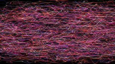Tapestry of Vibrant Scribbled Lines Background Animation 스톡 동영상 300143785