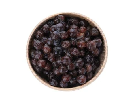 Tapioca balls for milk bubble tea in bowl isolated on white, top view Stock Photos