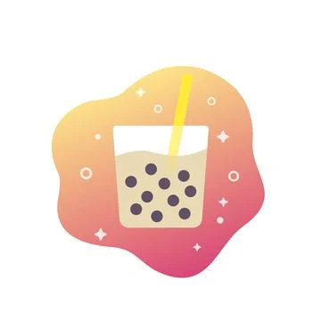 Tapioca drink, bubble tea vector icon Illustrazione stock