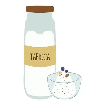 Tapioca jar preparing healthy food ingredients Stock Illustration