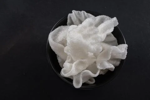 Tapioca or rice chips snack. view from above keto or paleo diet vegan or Stock Photos