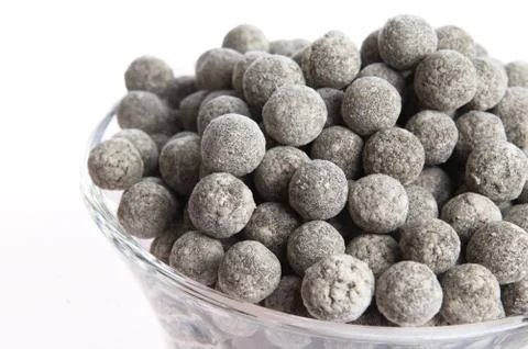 Tapioca pearls with lime. white bubble tea ingredients Stock Photos