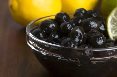 Tapioca pearls with lime. white bubble tea ingredients Stock Photos