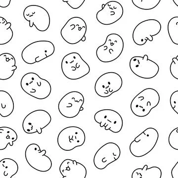 Tapioca pearls. Seamless pattern. Coloring Page. 스톡 일러스트