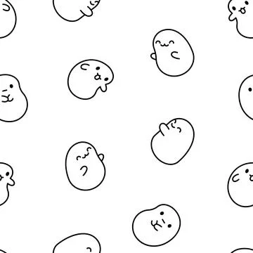 Tapioca pearls. Seamless pattern. Coloring Page. 스톡 일러스트