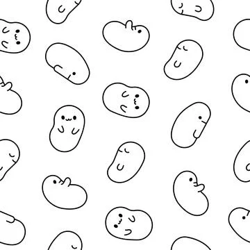 Tapioca pearls. Seamless pattern. Coloring Page. Illustrazione stock