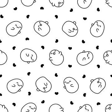 Tapioca pearls. Seamless pattern. Coloring Page. Illustrazione stock