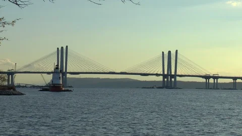 Tappan Zee Bridge Hudson River Stock Footage 122045876