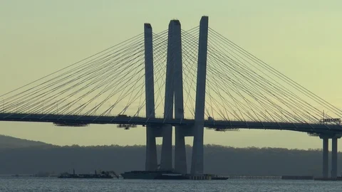 Tappan Zee Bridge Over The Hudson River Stock Footage 125518356