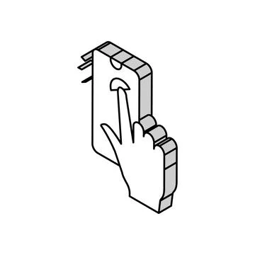 Tapping with finger smartphone screen isometric icon vector illustration Illustrazione stock