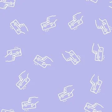 Tapping with finger smartphone screen line seamless pattern Illustrazione stock