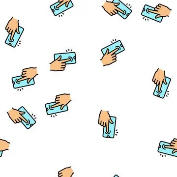 Tapping with finger smartphone screen vector seamless pattern Stock Illustration