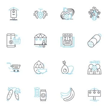 Taproom bar linear icons set. Beer, Brewery, Draught, Barrel, Craft, Pour, Mug Stock Illustration