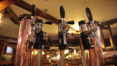 Taps for beer bottling Stock Footage 80637816