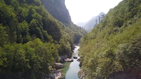 Tara river aerial shot to the left UHD Stock Footage 80985998