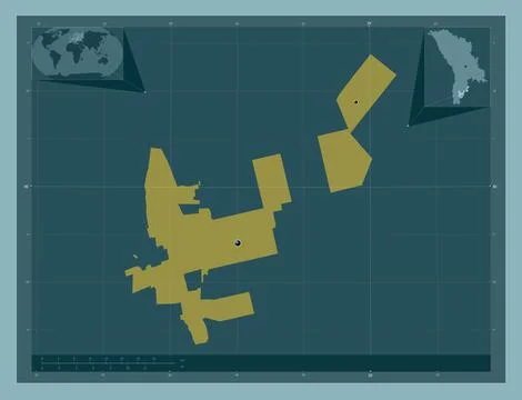 Taraclia, Moldova. Solid color shape. Locations of major cities of the region Stock Illustration