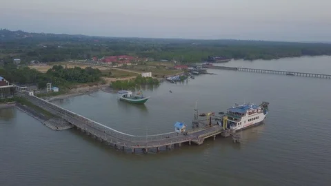 Tarakan Harbor at sunset Stock Footage 129731616