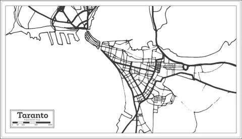 Taranto Italy City Map in Retro Style. Outline Map. Stock Illustration