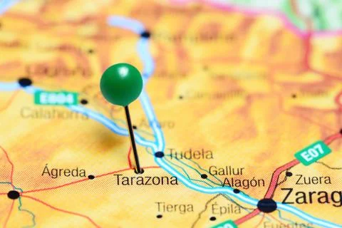 Tarazona pinned on a map of Spain Foto stock
