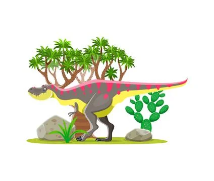Tarbosaurus prehistoric dino character in forest Illustrazione stock
