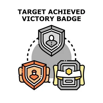 Target achieved victory badge vector concept Stock Illustration