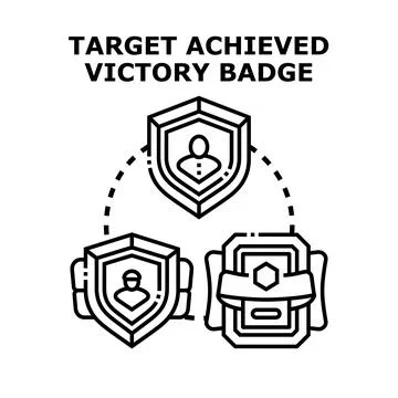 Target achieved victory badge vector concept Stock Illustration