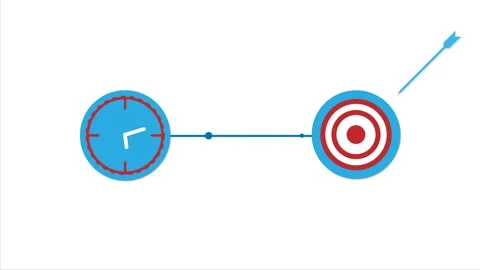 Target Achievement with Clock and Arrow Motion Graphic Stock Footage 342638322
