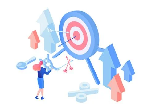 Target advertising isometric vector illustration Illustrazione stock