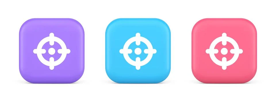 Target aim accuracy focus button application weapon shot bullseye 3d realis.. Stock Illustration