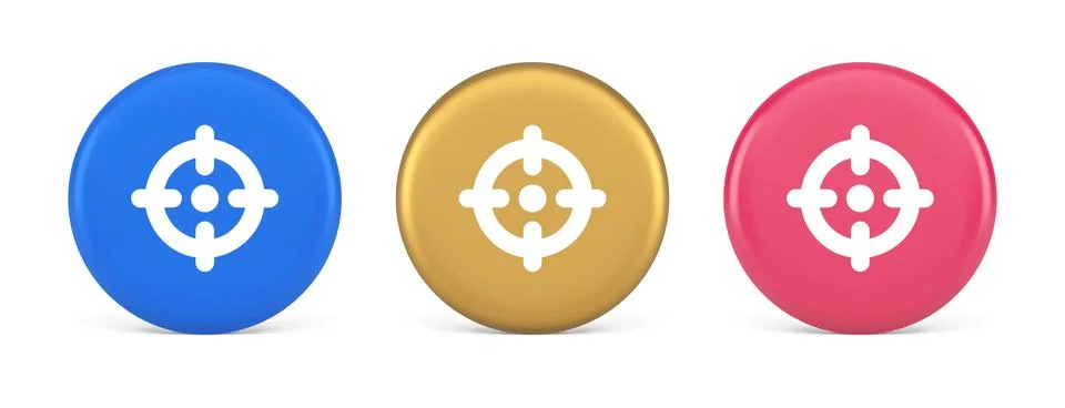 Target aim accuracy focus button application weapon shot bullseye 3d realis.. 库存插图