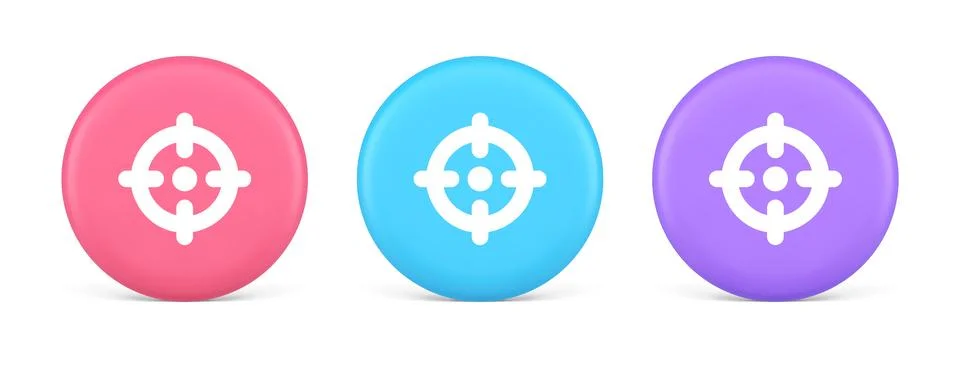 Target aim accuracy focus button application weapon shot bullseye 3d realisti Stock Illustration