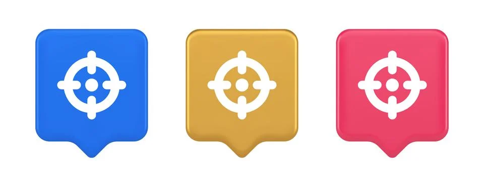 Target aim accuracy focus button application weapon shot bullseye 3d realisti Stock Illustration