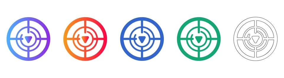 Target Aim and Precision Icon Set Illustration