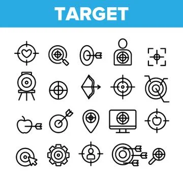 Target Aim Collection Elements Vector Icons Set Stock Illustration