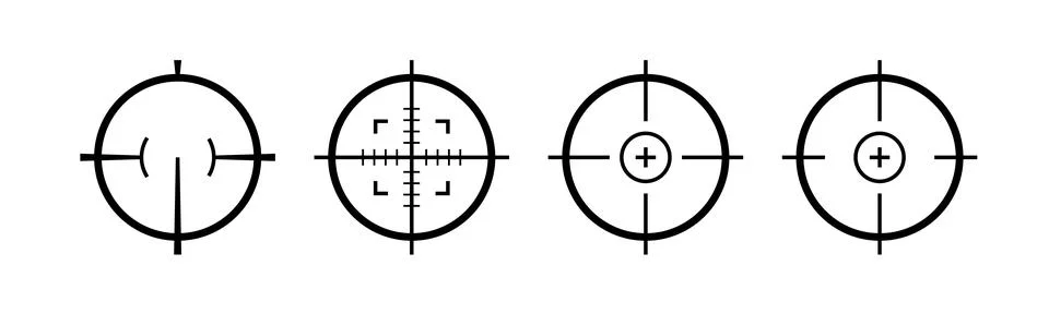Target aim gun icon vector symbol. Target sight bullseye crosshair scope sniper 스톡 일러스트